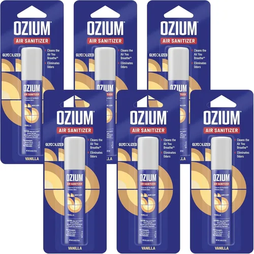 Vista 8 de Ozium Spray desinfectante de aire, eliminador de olores de habitación para el hogar, automóvil y oficina, negro carbón, lata de 0.8 onzas, paquete