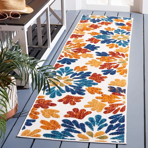 Vista 14 de SAFAVIEH Cabana Collection CBN800F - Alfombra decorativa floral para interiores y exteriores, no desprende pelusa, fácil de limpiar, 2 x 4 pies