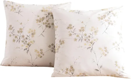 Vista 12 de ECOCOTT Juego de 2 fundas de almohada florales de tamaño estándar, 100% algodón lavado con cierre de sobre, fundas de almohada estampadas de flores