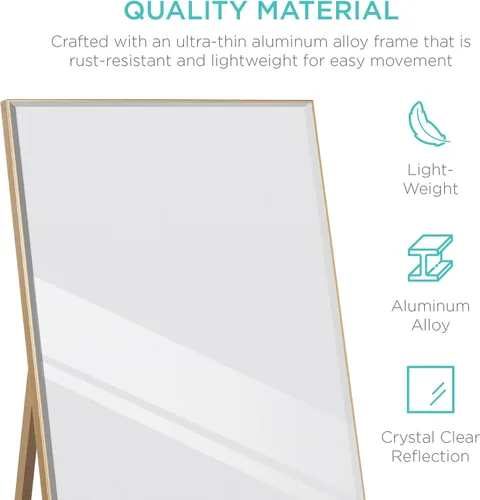Vista 11 de Best Choice Products Espejo grande de longitud completa de 65 x 22 pulgadas, espejo rectangular colgante e inclinado para dormitorio, sala de estar