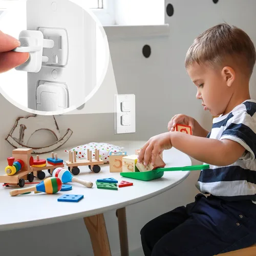 Vista 4 de Thyle Juego de 100 fundas protectoras para enchufes a granel a prueba de bebés para niños y bebés, enchufe de 3 clavijas, fácil de instalar
