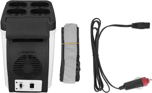 Vista 6 de Refrigerador para automóvil, mini refrigerador eléctrico de 12 V y calentador para automóvil, capacidad de 6 litros, congelador portátil