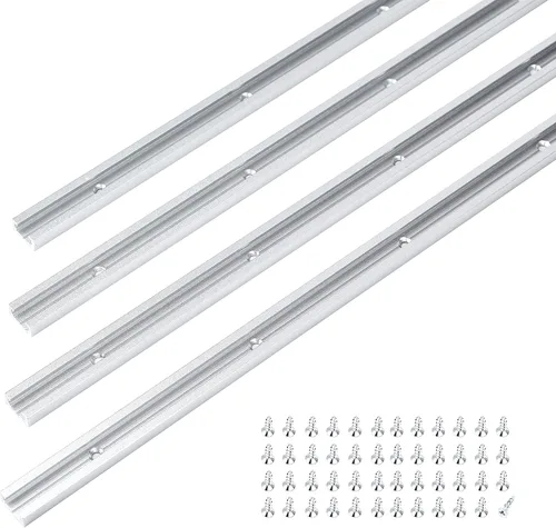 Vista 8 de T Track Kit de intersección de 3 pulgadas con tornillos para madera, perfil de doble corte con orificios de montaje preperforados, carpintería
