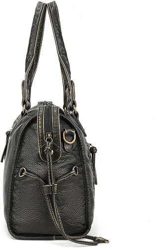 Vista 5 de Bolso de mano y bolso de mano para mujer, de piel sintética, con cremallera, bandolera