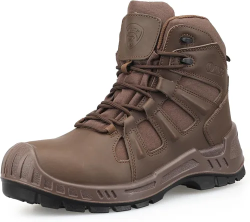 Vista 9 de Botas de trabajo con punta compuesta para hombres, zapatos de seguridad ASTM F2413, sin metal, bota antideslizante (OX4603)