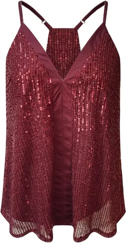 Vista 8 de Camiseta sin mangas con purpurina brillante para mujer, camiseta corta con lentejuelas para mujer, chaleco brillante sin mangas, camiseta