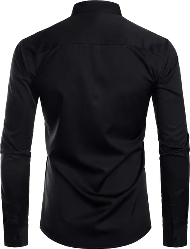 Vista 2 de ZEROYAA Mens Hipster Solid Slim Fit Long Sleeve Mandarin Collar Dress Shirts