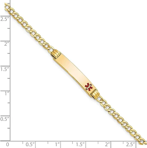 Vista 3 de 14k Yellow Gold Medical Alert Red Enamel Cuban Link Id Bracelet 8 Inch Fine Jewelry For Women Gifts For Her
