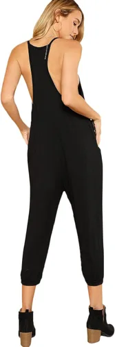 Vista 2 de DIDK - Enterizo para mujer con cuello en V, tirantes delgados, piernas holgadas