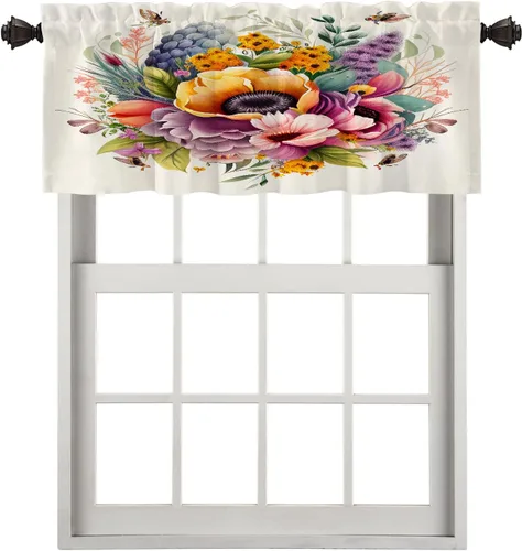Vista 49 de Cortinas opacas de poliéster multicapa para cafetería, con diseño de diamantes, 2 unidades, 26 x 24 pulgadas