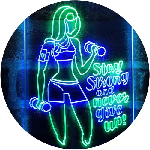 Vista 20 de ADVPRO Fitness Club Gym Stay Strong Never Give Up Dual Color LED Neon Sign azul & rojo 8 x 12 pulgadas st6s23-i4043-br