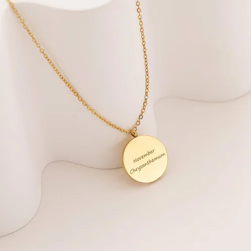 Vista 5 de FANCY SHINY Collar con colgante de acero inoxidable grabado para mujer regalo para ella