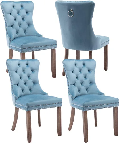 Vista 27 de Juego de 2 sillas de comedor de terciopelo beige, modernas sillas de cocina tapizadas