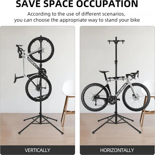 Vista 4 de ROCKBROS 2 soportes de almacenamiento de bicicletas para interiores, ajustable, para pared, vertical, 68.11-110.2 pulgadas, para carretera, MTB e