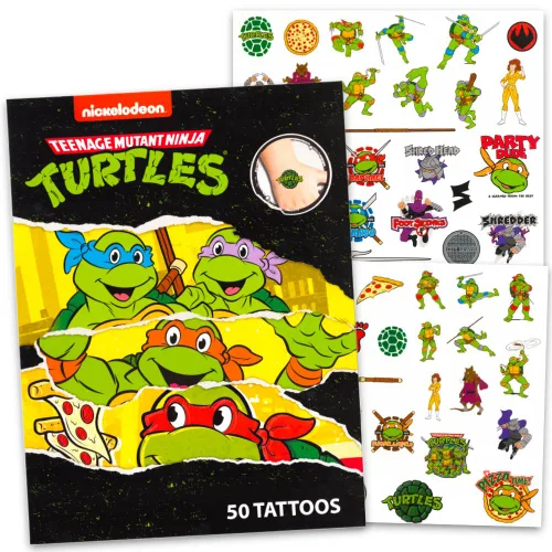 Vista 2 de Juego de recuerdos de fiesta de superhéroes – 150 tatuajes temporales de superhéroes con Marvel Avengers, Spiderman y Teenage Mutant Ninja Turtles