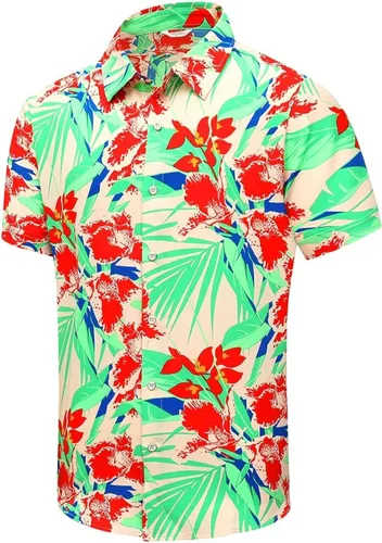 Vista 56 de SheLucki - Camisa hawaiana para hombre, unisex, de manga corta, con botones, para la playa y el verano, ropa casual estampada con sombra de palmas
