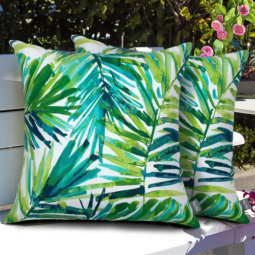 Vista 9 de Magpie Fabrics - Juego de 2 fundas de cojín para patio con inserto de 18 x 18 pulgadas, funda decorativa resistente a la decoloración para sofá