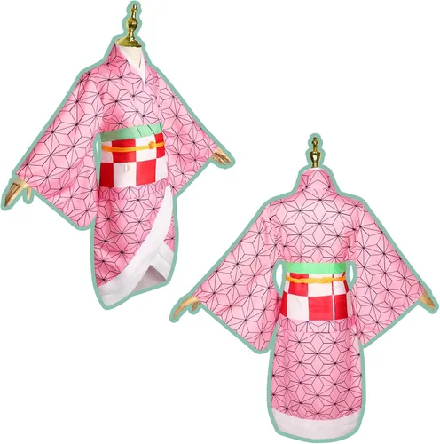 Vista 5 de Conjunto de disfraz de cosplay de anime, traje de Demon Slayer uniforme completo para niños y niñas