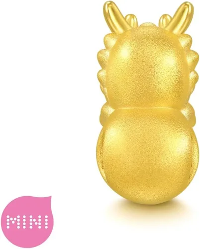 Vista 4 de CHOW SANG SANG 999 24K oro sólido mini encanto dragón de la suerte con moneda pulsera para mujer 94299C, Metal