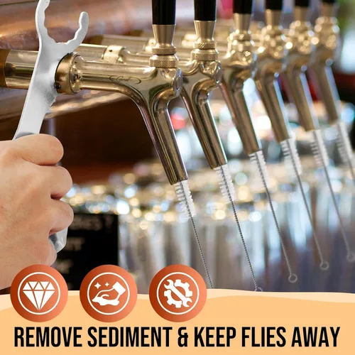 Vista 6 de 2 cepillos de grifo de cerveza de limpieza larga para grifo de cerveza de barril, con 3 tapones de grifo de cerveza, cepillo de grifo de cerveza, 5