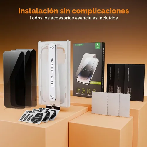Vista 9 de Protector de pantalla de privacidad antiespía de 25° para iPhone 16 Pro de 6.3 pulgadas, paquete de 3 con kit de alineación automática, dureza 9H