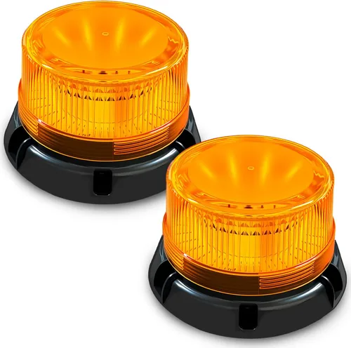 Vista 10 de Paquete de 1 luz estroboscópica ámbar, LED recargable, base magnética Wireless 3600mAh with suction cup mount. Emergency safety warning light for