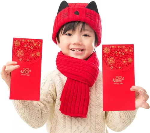 Vista 4 de Honbay - 10 sobres chinos rojos Lucky HongBao, 7.0 x 3.3 in/6.97 x 3.35 pulgadas - Felicitaciones y prosperidad (Bendición)