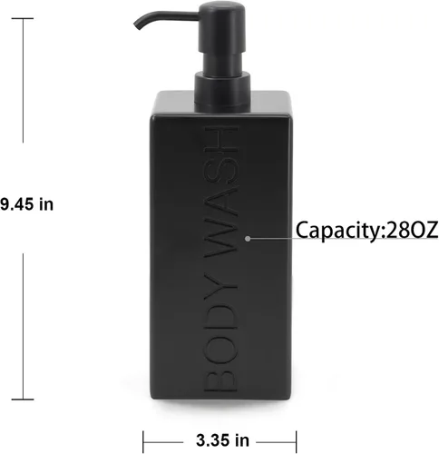 Vista 5 de dispensador rectangular de resina premium para cuarto de baño, para champú, acondicionador, loción corporal, diseño moderno recargable con bomba