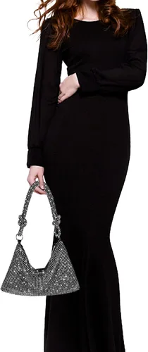 Vista 4 de Bolso de noche brillante con diamantes de imitación, bolso de mano plateado tipo clutch para mujeres, bolsos cruzados para fiesta, baile