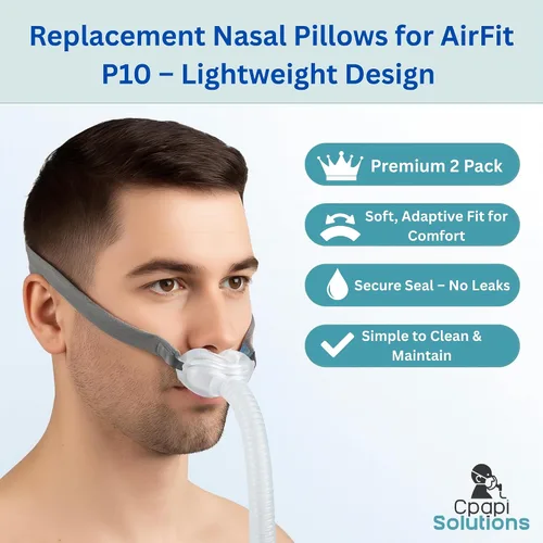 Vista 5 de Repuesto CPAP para almohada nasal AirFit P10 mediana y grande diseñada para almohada nasal CPAP, sellado suave y seguro para reducir los puntos