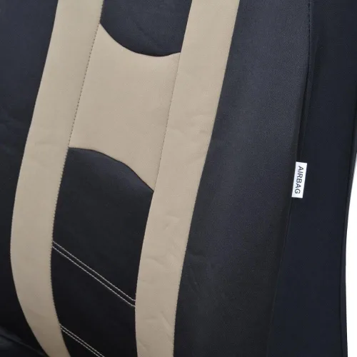 Vista 4 de Cubreasientos estilo deportivo Roma - Franjas deportivas, Beige