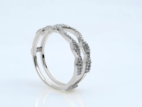 Vista 4 de Dazzlingrock Collection Anillo de boda con doble realzador de diamantes blancos redondos de 0.35 quilates en oro macizo de 10 quilates