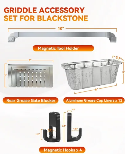 Vista 2 de Griddle Accessories Set for Blackstone 17 22 28 36 Inch, BBQ Grill Parts Plateado