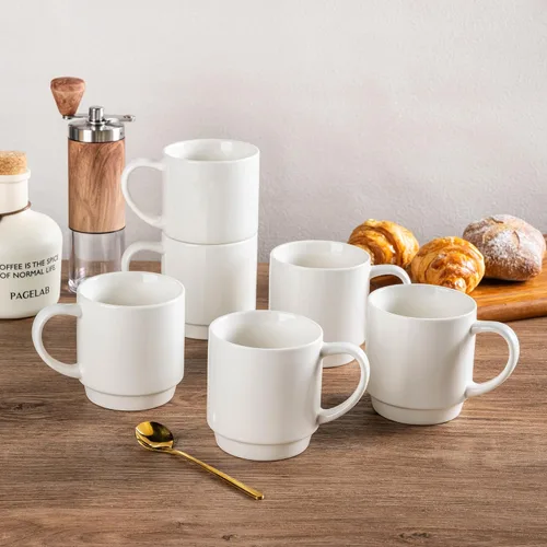 Vista 19 de GBhome Juego de 6 tazas de café de 12 onzas, tazas de café de cerámica con flores adhesivas para hombre, mujer, mamá, papá, juego de tazas de café
