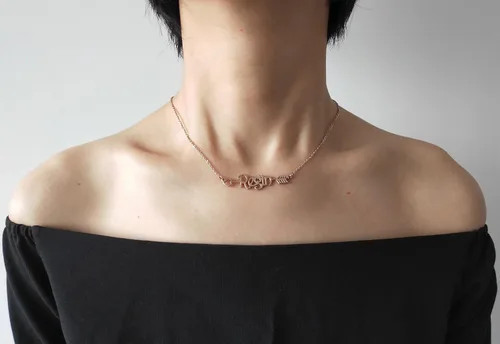 Vista 4 de Aoloshow Customized Custom Name Necklace Personalized Custom Any Initial Plated Handwriting Nameplate Necklace Gift for Womens Girls
