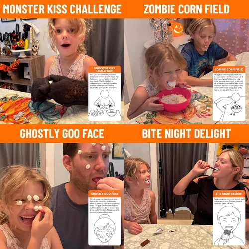 Vista 3 de Funwares Edición Espeluznante de Halloween, 100 Minutos de Juegos Divertidos - Minute to Win It Fiesta Familiar y de Viaje para Niños y Adultos