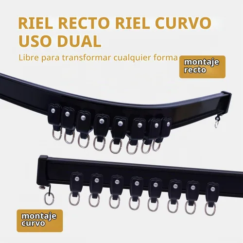 Vista 4 de MaKefeile – Riel de cortina de techo flexible para montaje en techo o pared, divisor de habitación resistente para sala de estar, dormitorio, ducha