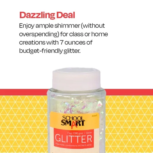Vista 6 de School Smart Craft Glitter, frasco de 7 onzas, nieve
