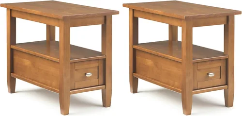 Vista 34 de SIMPLIHOME - Mesa lateral estrecha rectangular Warm Shaker, de madera maciza, de 14 pulgadas de ancho, estilo transicional, color negro, para sala