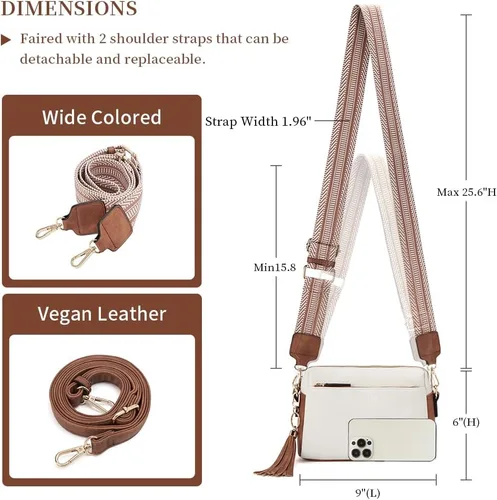 Vista 3 de pclove Bolsos cruzados para mujer, bolsos cruzados pequeños de moda para mujer, de cuero vegano, bolso cruzado para mujer, bolso de hombro para mujer