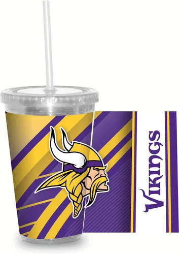 Vista 10 de Vaso transparente de fútbol NFL de 16 onzas con popote para fanáticos de la NFL