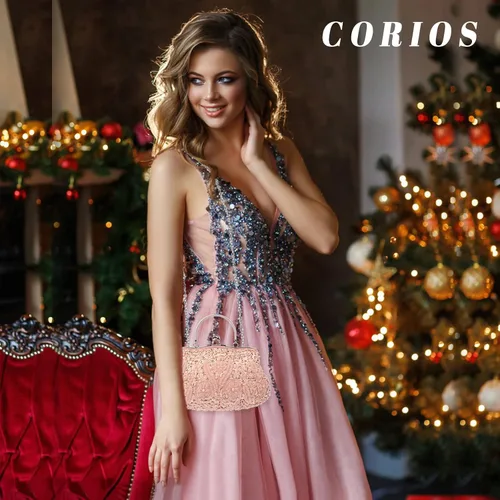 Vista 2 de Bolso de mano de noche para mujer, estilo vintage, con cuentas, con lentejuelas, bolso de boda