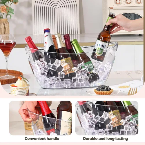 Vista 4 de Cubo de hielo, 2 unidades, cubos de hielo gruesos para fiestas, suministros de barra de mimosa, tina de bebidas para champán, cerveza, vino