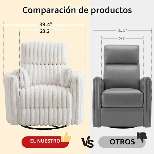 Vista 6 de Jocisland - Silla reclinable eléctrica para guardería, mecedora giratoria, color crema