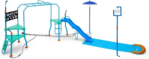Vista 2 de Plum Play Kids Tobogán de Agua Equipo de Juego Exterior - Juguetes de Agua para Niños Pequeños, Pistola de Agua, Barras de Mono, Aspersor