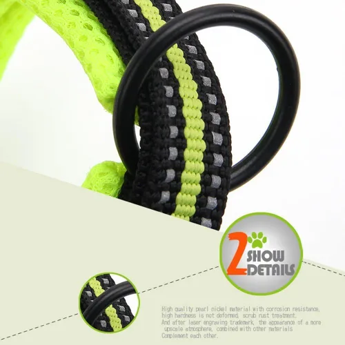 Vista 4 de Creation Core Collar reflectante para perro con anillo de malla transpirable, suave acolchado de nailon ajustable, collar para mascotas, 0.6 Negro