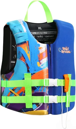 Vista 21 de HeySplash Chaleco de natación para niños pequeños, chaqueta de natación para niños de 30-50/50-80 libras, chaleco flotante para niños con correa