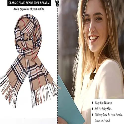 Vista 7 de Ausekaly Bufanda para hombre y mujer, bufanda de cuello de cachemira, bufanda de invierno, bufanda de otoño, más suave, clásica, cálida