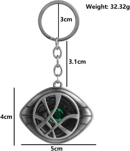 Vista 2 de QDDollars Llavero de ojo para hombre, llavero de amuleto de ojo celta para niños, tótem de ojo de piedra verde, llavero punk de mal de ojo
