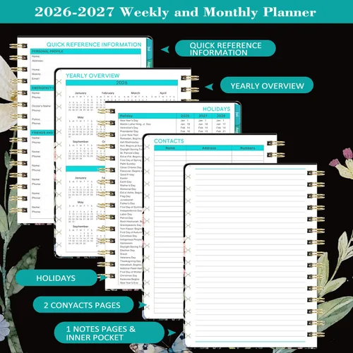 Vista 5 de Planner 2026-2027 - Weekly & Monthly Planner, Academic Planner 2026-2027 BLACK-67